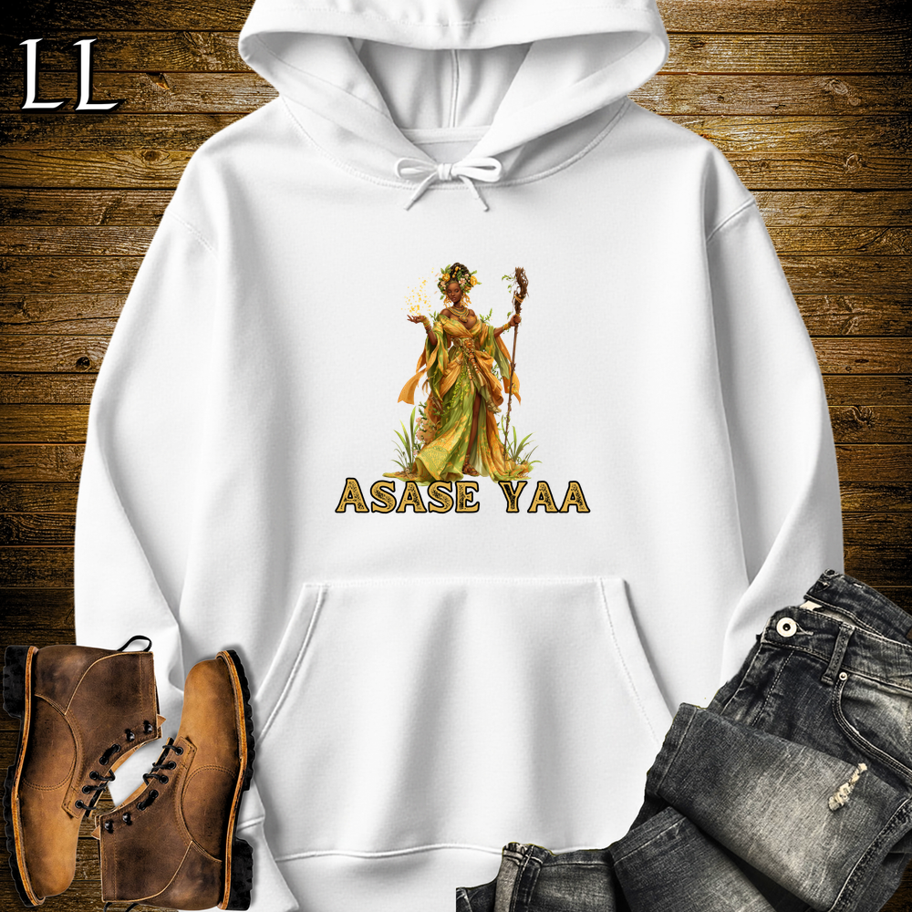 Asase Yaa African Goddess Hooded Sweatshirt White | Earth Goddess Power Hoodie