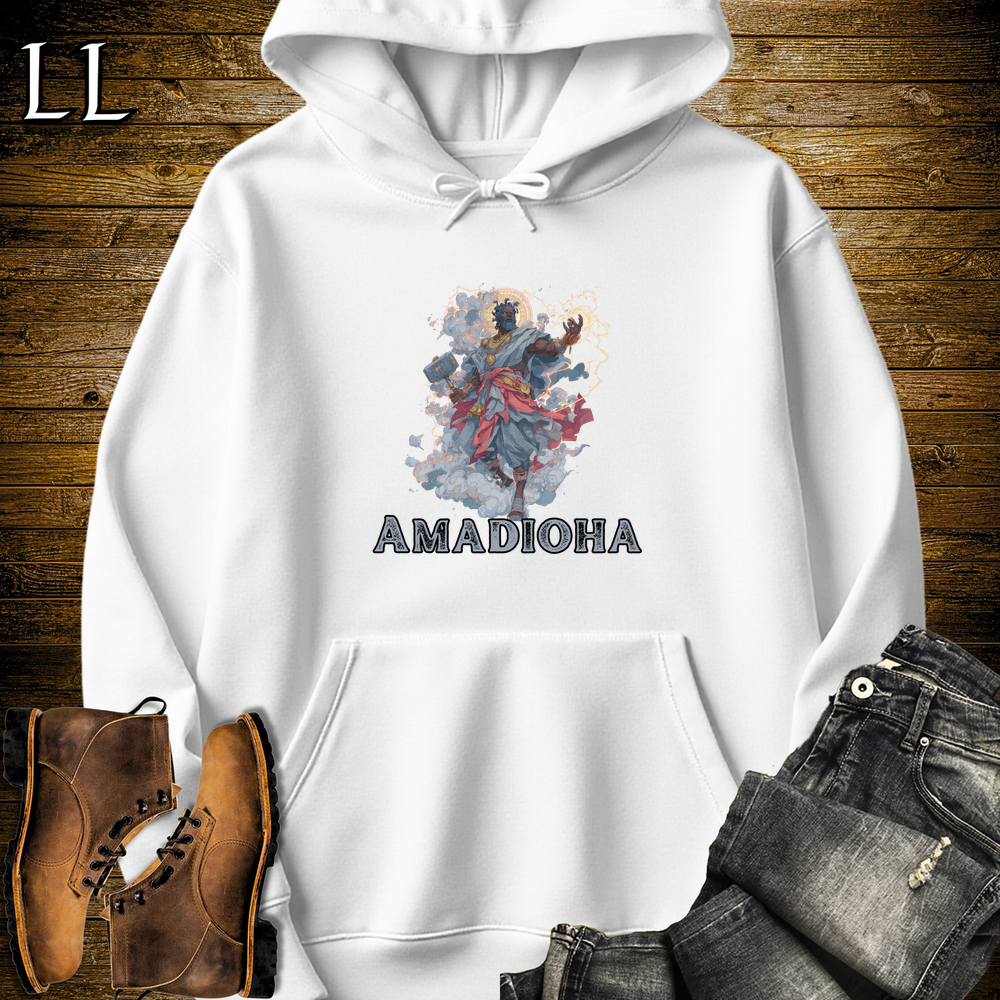 Amadioha African God Hooded Sweatshirt White | Sky Thunder God Hoodie