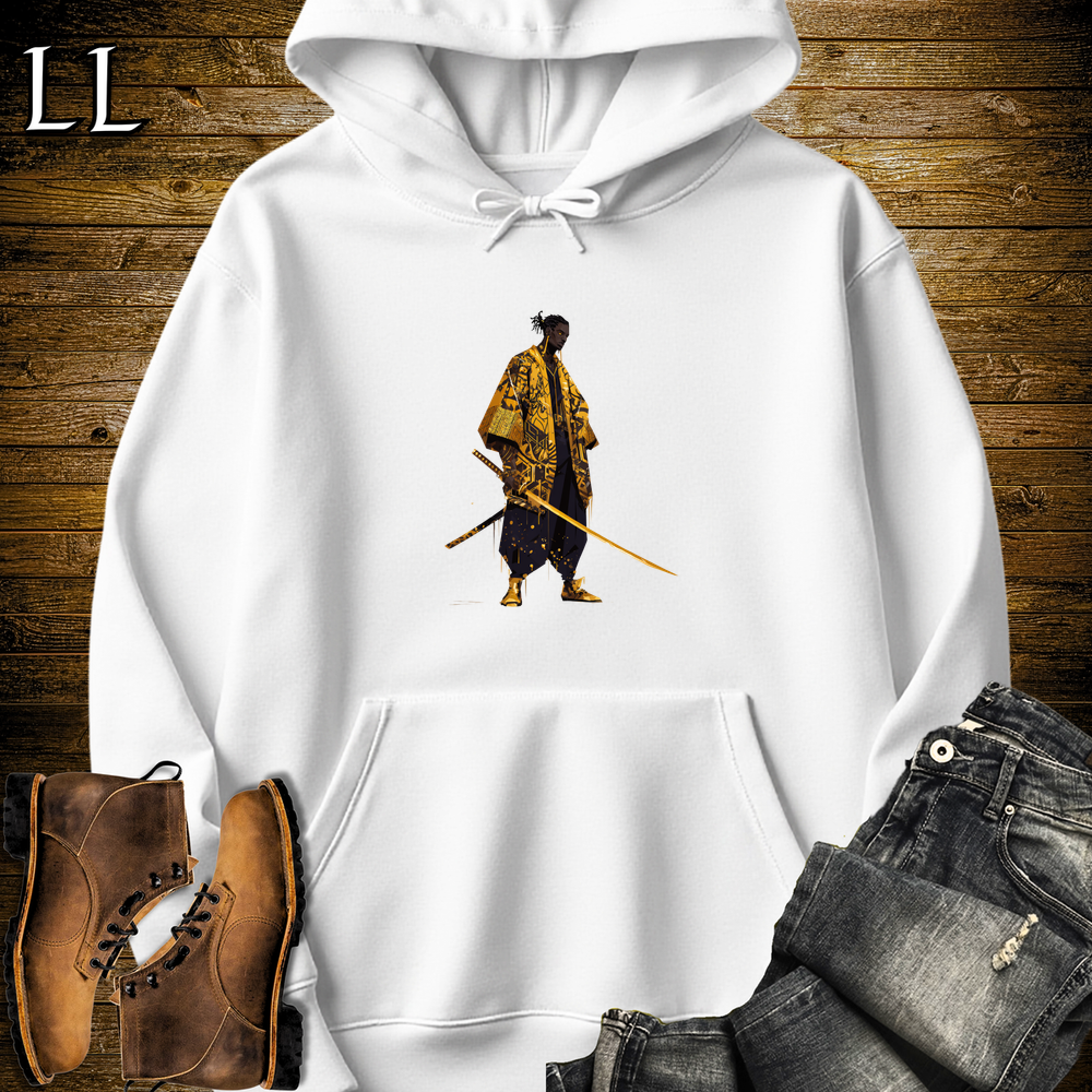African Gold Street Samurai White | African Warrior Hoodie