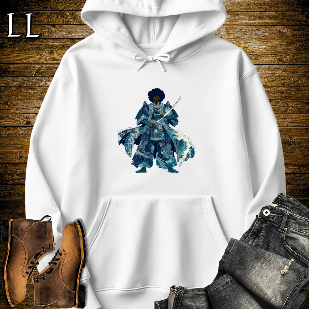 African Crashing Wave Samurai Hooded Sweatshirt - White