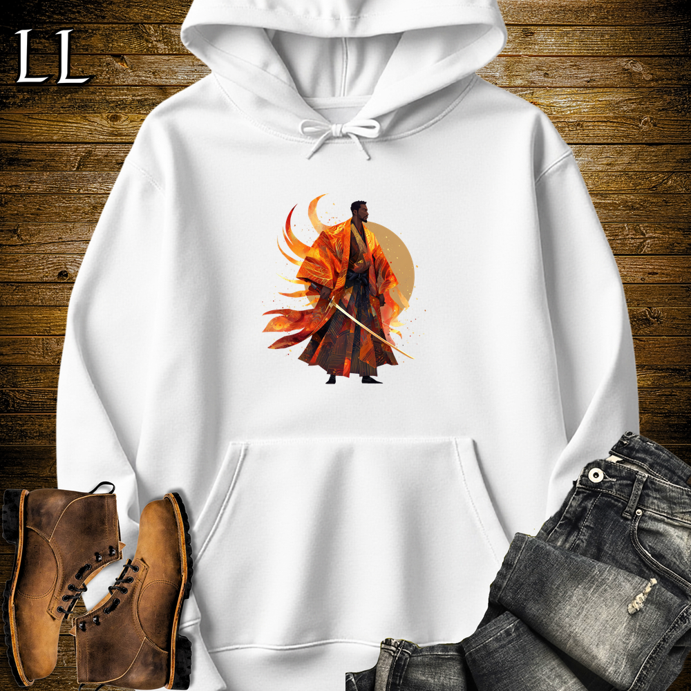 African Flame Samurai Hooded Sweatshirt - White