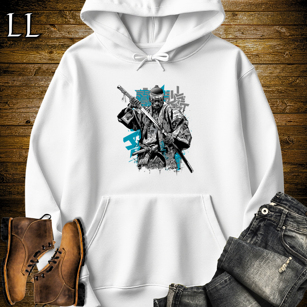 African Silver Street Samurai Hooded Sweatshirt - White