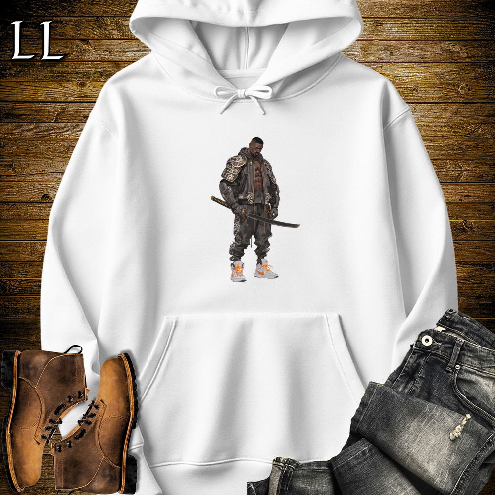 African Street Bodybuilder Samurai Hooded Sweatshirt - White
