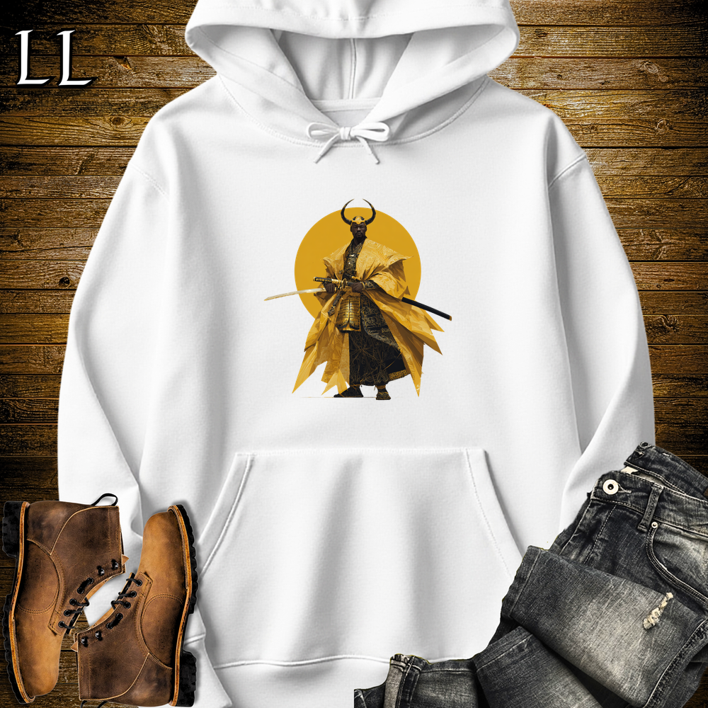 African Rising Sun Samurai Hooded Sweatshirt - White