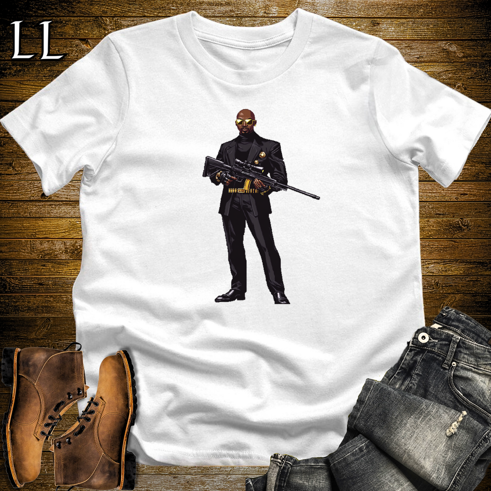 African 16 Bit Hitman Sniper White | African Warrior Tee