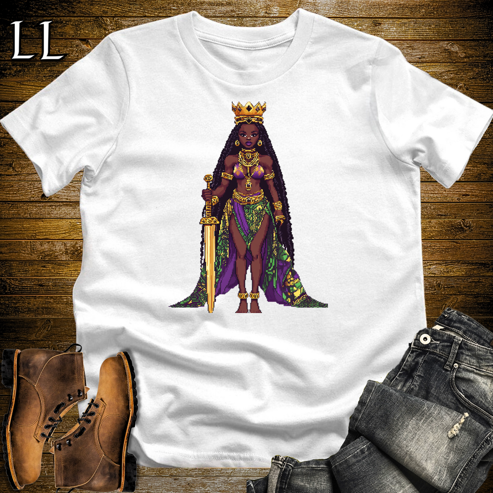 African 16 Bit Golden Sword Queen White | African Queen Tee