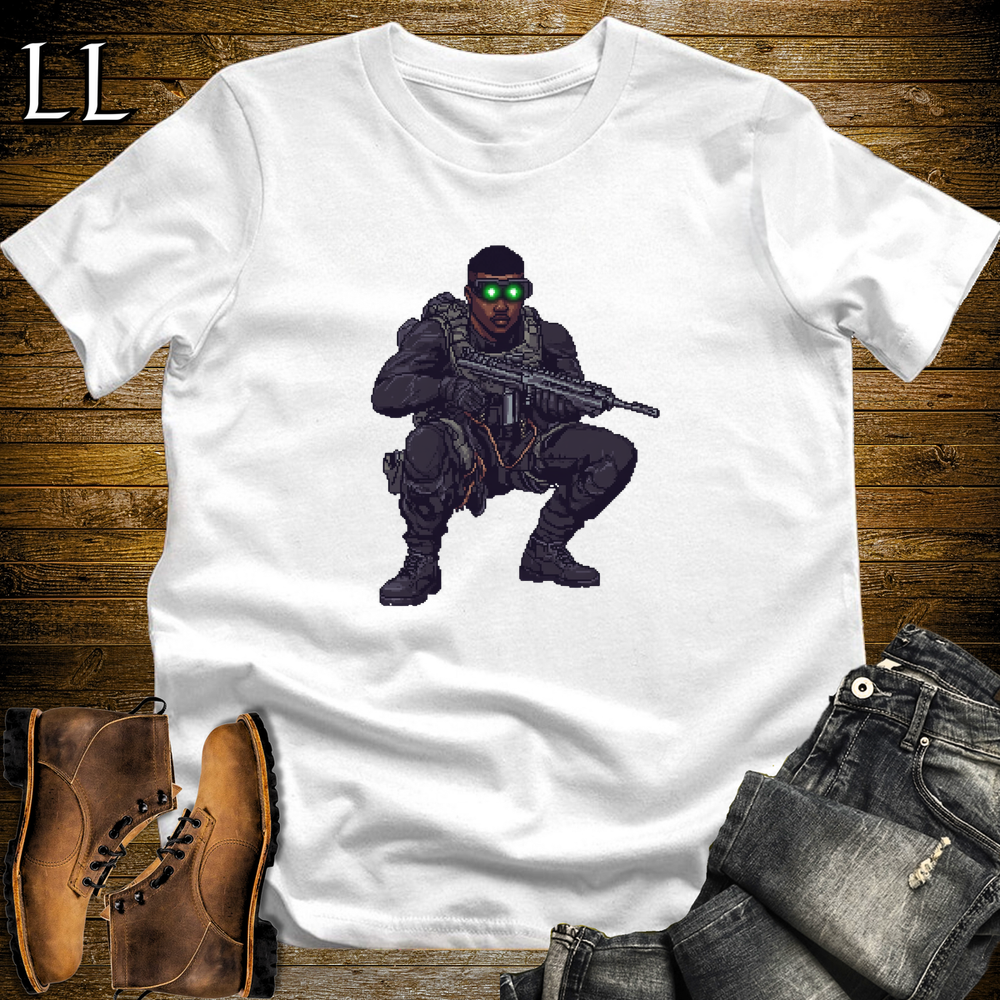 African 16 Bit Black Ops Soldier White | 16 Bit African Tee