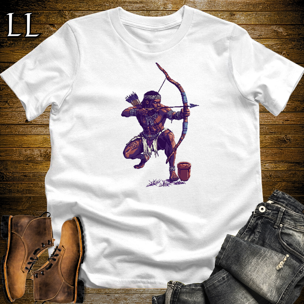 African 16 Bit Bow Warrior White | African Warrior Tee