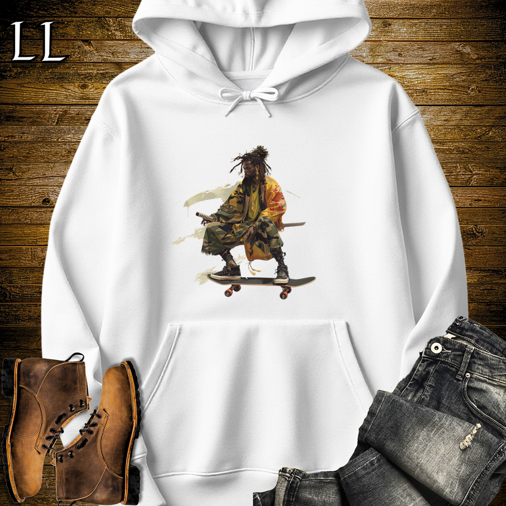 Dreadlocks Skateboard Samurai Hooded Sweatshirt - White