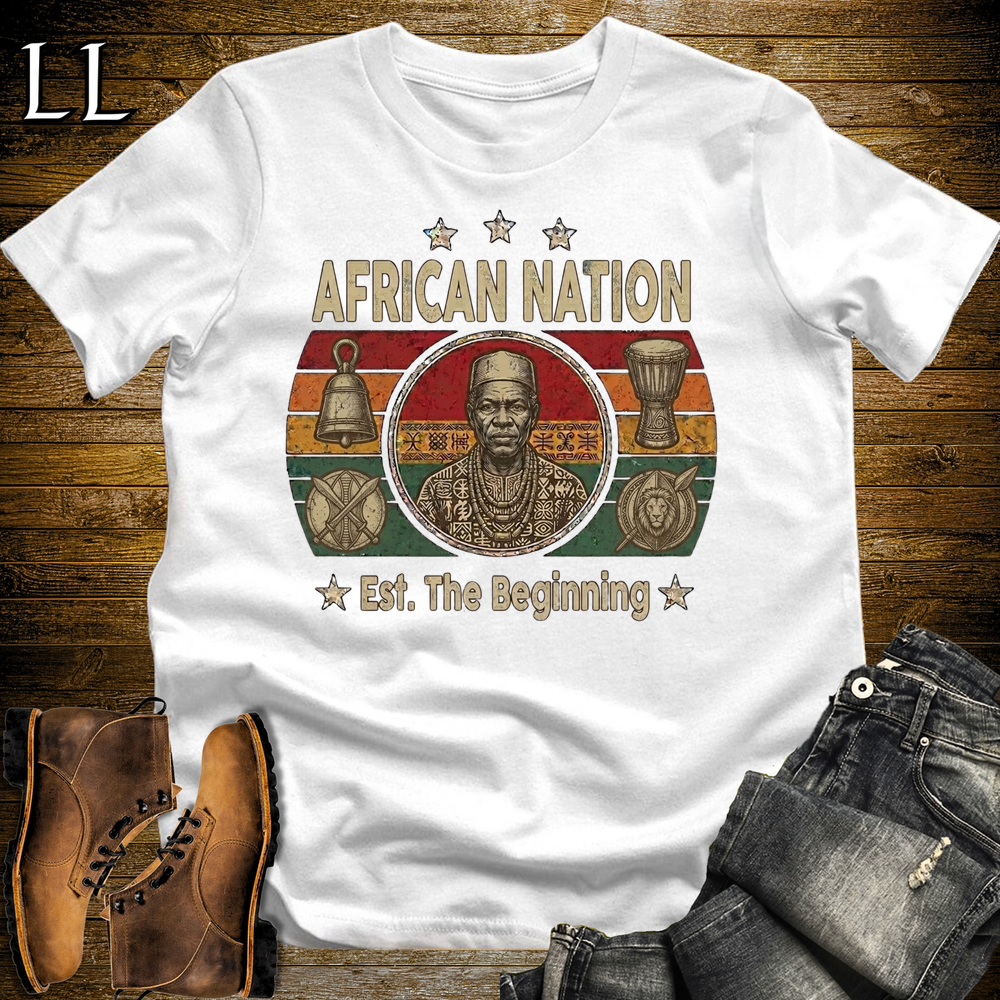 African Nation Softstyle T Shirt White | African Pride Heritage Tee