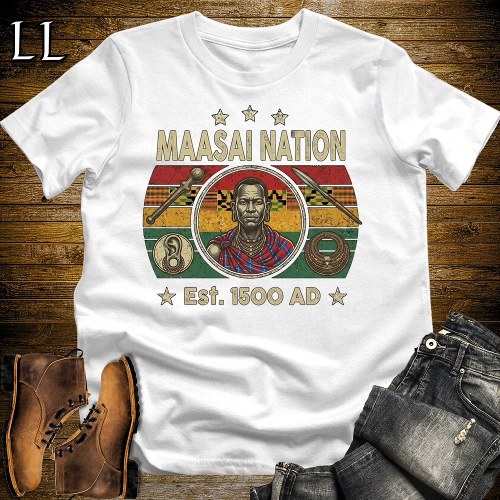 African Maasai Nation Softstyle T Shirt White | Maasai Warrior Pride Tee