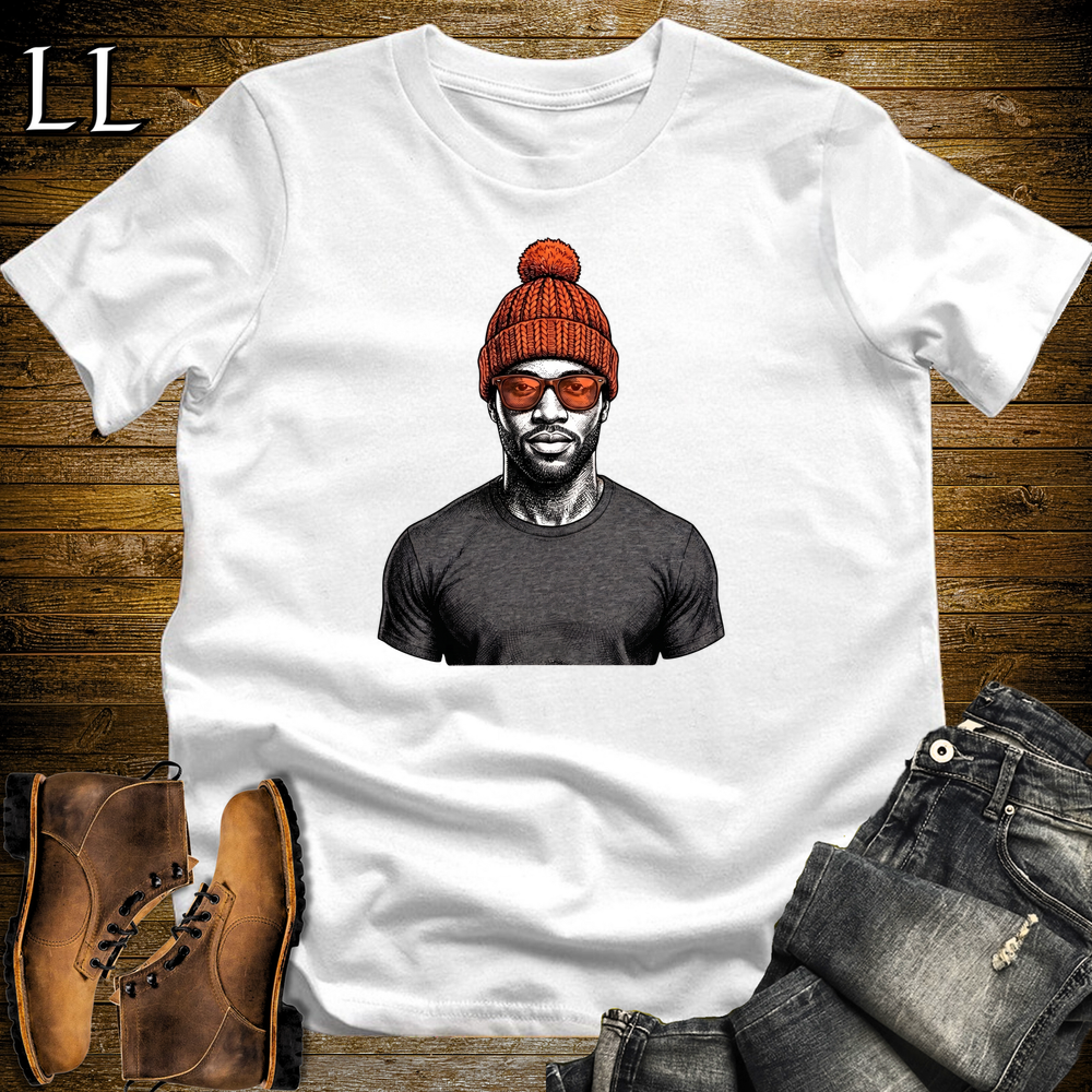 African Orange Beanie T Shirt White | Cool African Tee