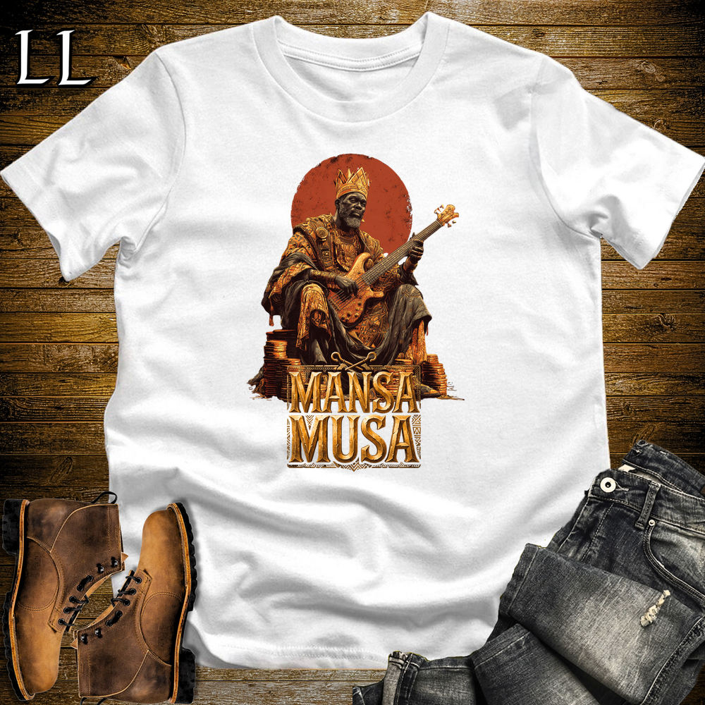 Mansa Musa African Guitar King T Shirt White | African Gift