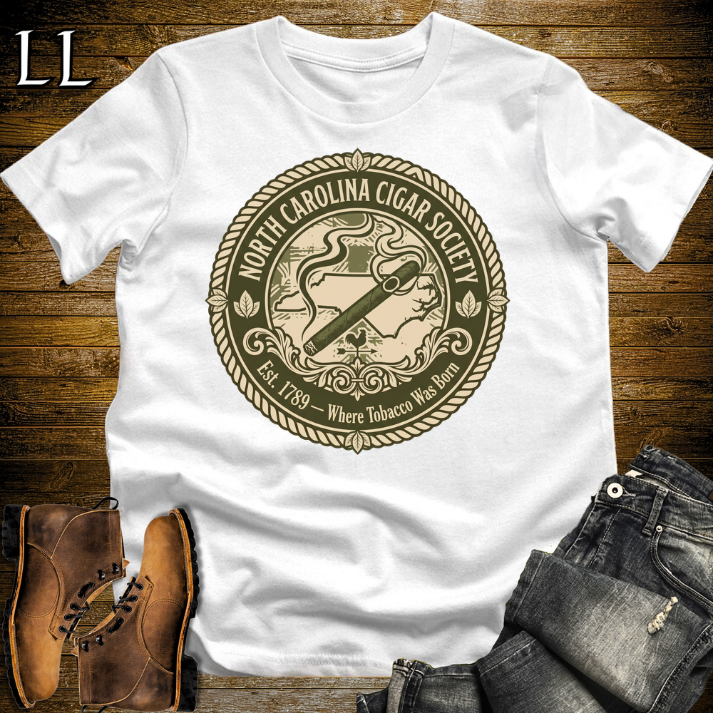 North Carolina Cigar Society T Shirt White | Cigar Lover Gift