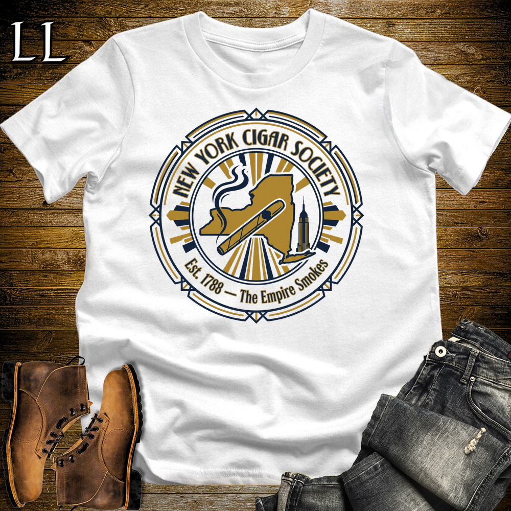 New York Cigar Society T Shirt White | Cigar Lover Gift