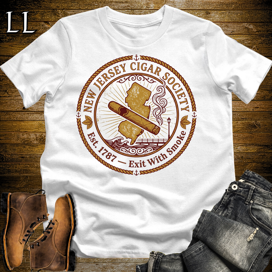 New Jersey Cigar Society T Shirt White | Cigar Lover Gift