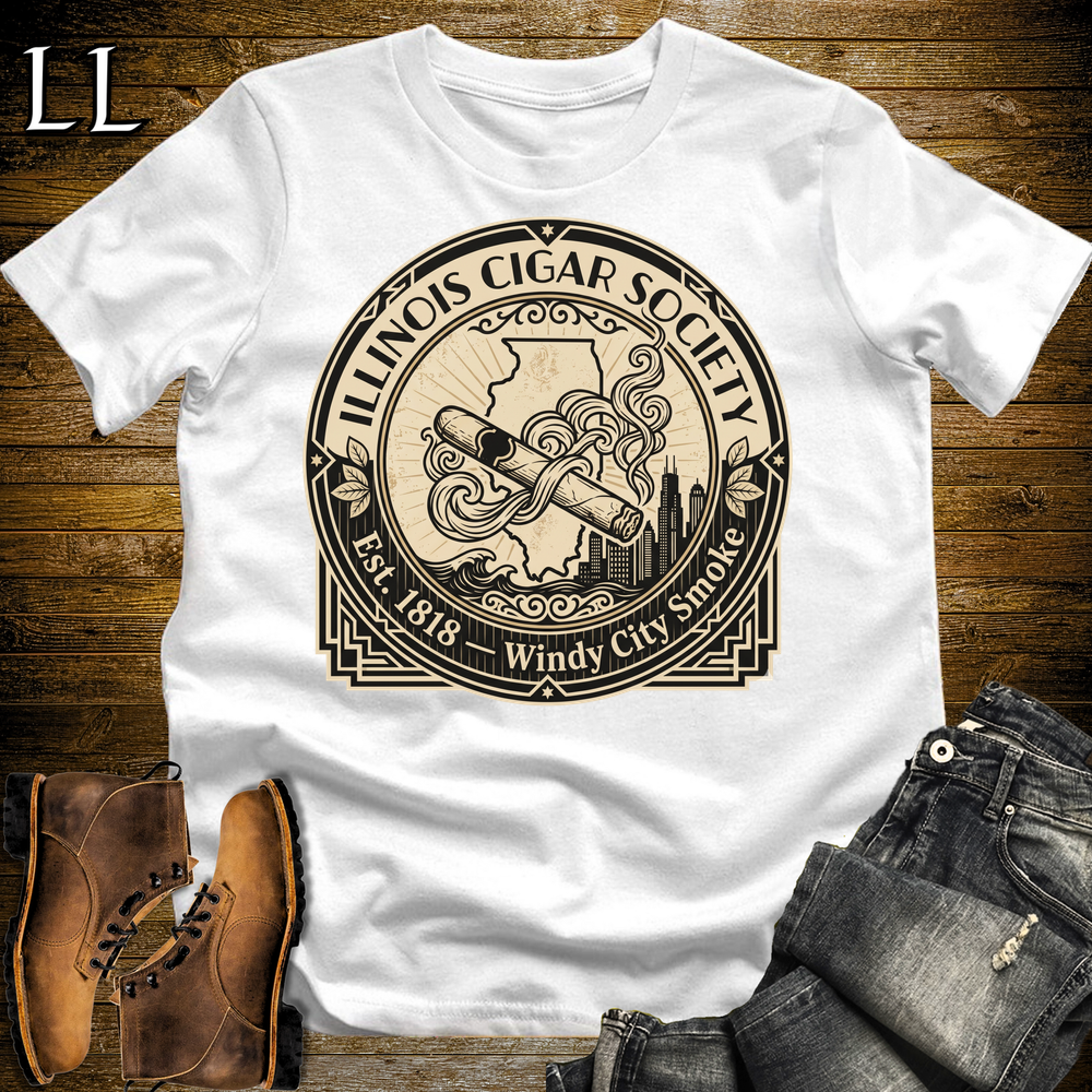 Illinois Cigar Society T Shirt White | Cigar Lover Gift