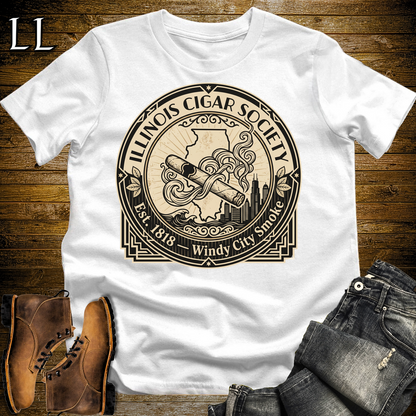 Illinois Cigar Society T Shirt White | Cigar Lover Gift