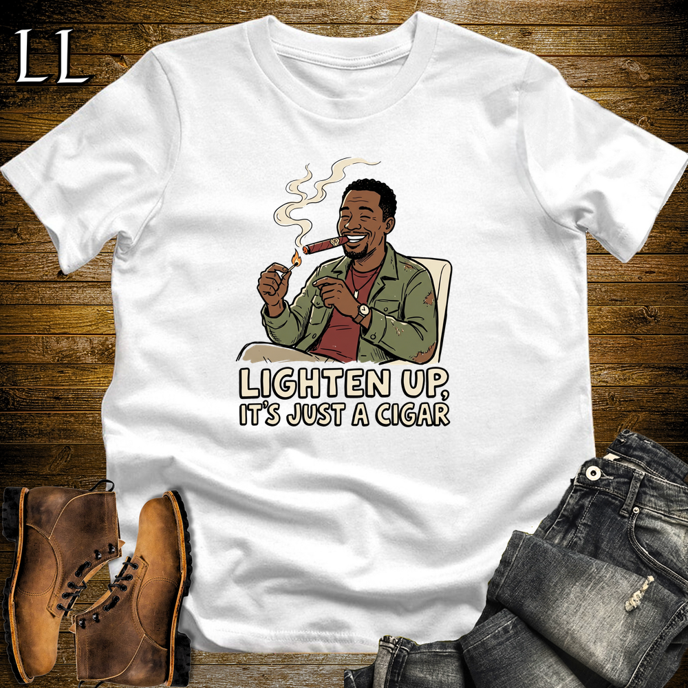 Lighten Up Cigar Softstyle Tee White | Funny Cigar Pun Tee