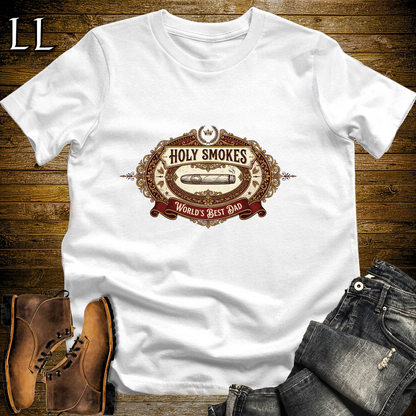 Holy Smokes Worlds Best Dad Cigar Softstyle Tee White | Best Cigar Dad Tee