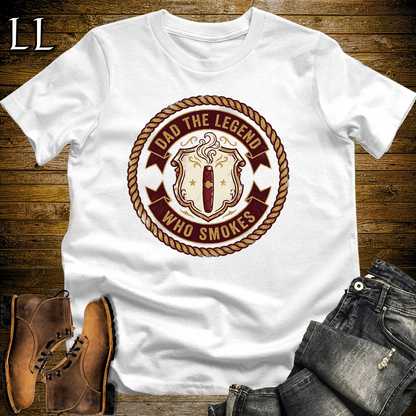 Dad The Legend Who Smokes Cigar Softstyle Tee White | Cigar Smoking Dad Tee