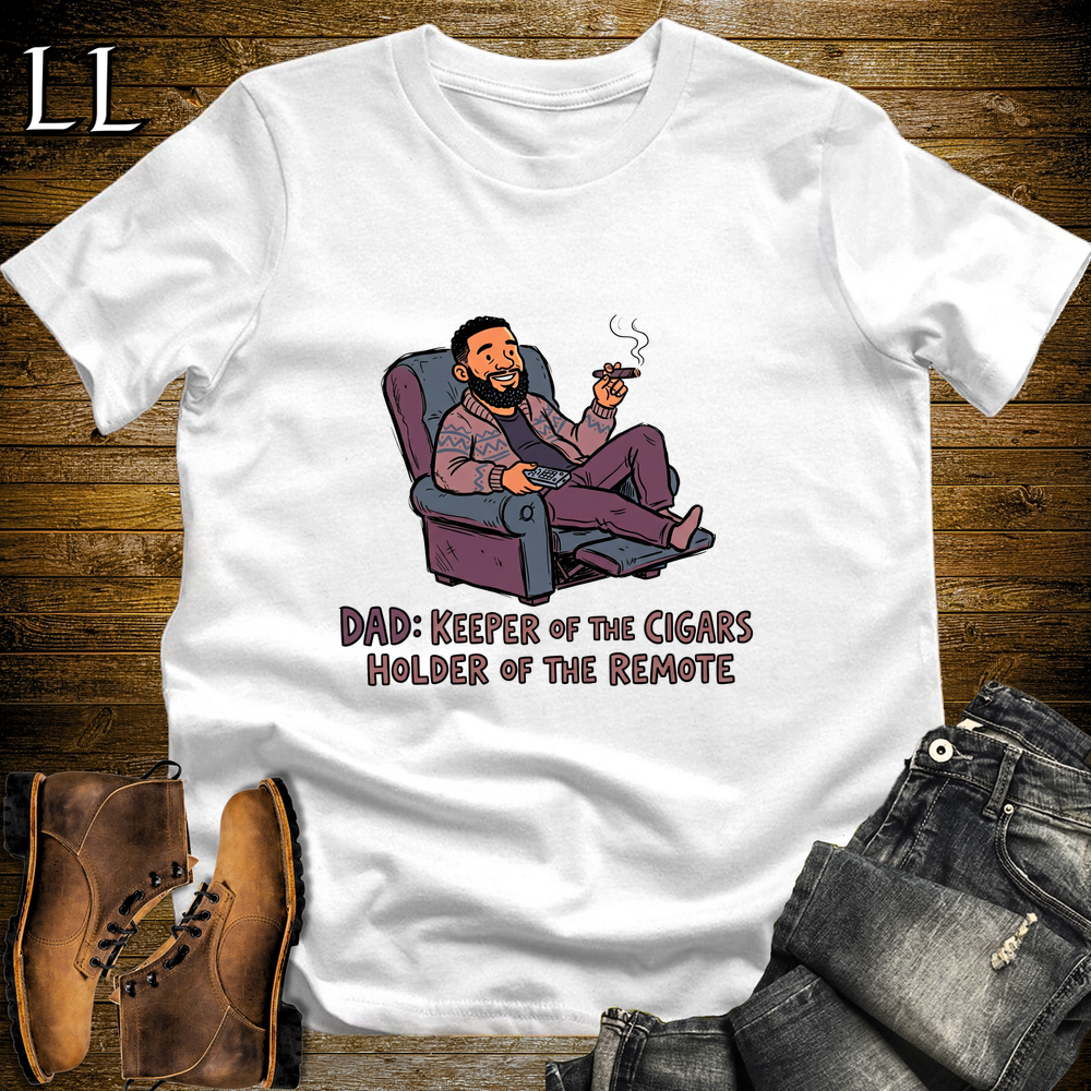 Dad Keeper Of Cigars Softstyle Tee White | Funny Cigar Dad Tee