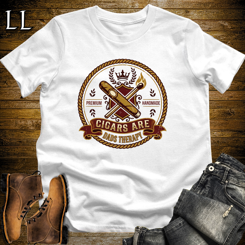 Cigars Are Dads Therapy Softstyle Tee White | Funny Cigar Dad Tee