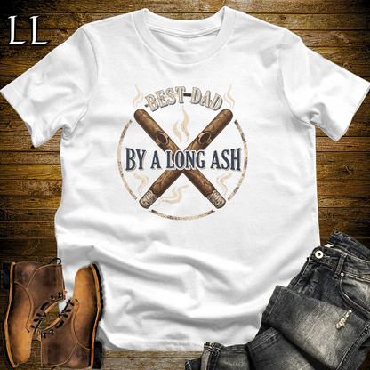 Best Dad By A Long Ash Softstyle Tee White | Funny Cigar Pun Tee