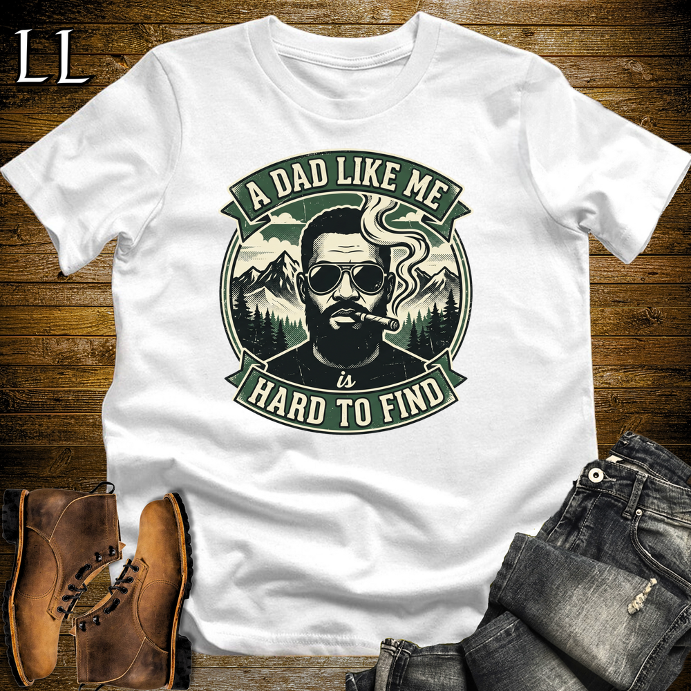 A Dad Like Me Is Hard To Find Green Cigar Softstyle Tee White | Cigar Dad Slogan Tee