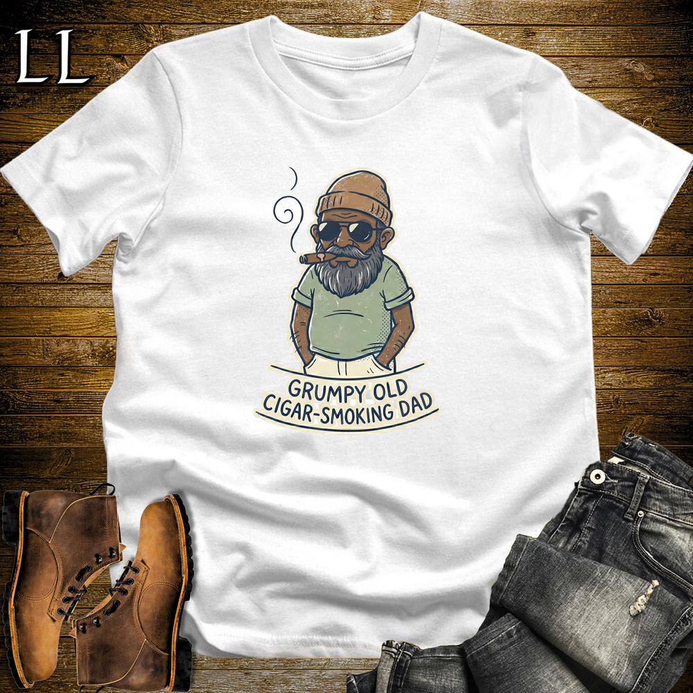 Grumpy Old Cigar Smoking Dad Softstyle Tee White | Funny Grumpy Cigar Dad Tee