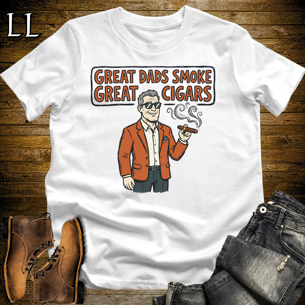 Great Dads Smoke Great Cigars Orange Softstyle Tee White | Great Cigars Dad Tee