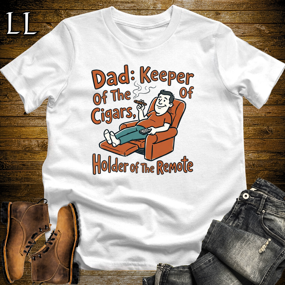 Dad Keeper Of Cigars Orange Softstyle Tee White | Funny Cigar Dad Tee