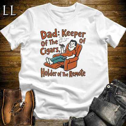 Dad Keeper Of Cigars Orange Softstyle Tee White | Funny Cigar Dad Tee
