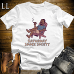 Saturday Smoke Society Purple Cigar Softstyle Tee White | Weekend Cigar Club Tee