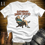 Saturday Smoke Society Orange Cigar Softstyle Tee White | Cigar Club Tee