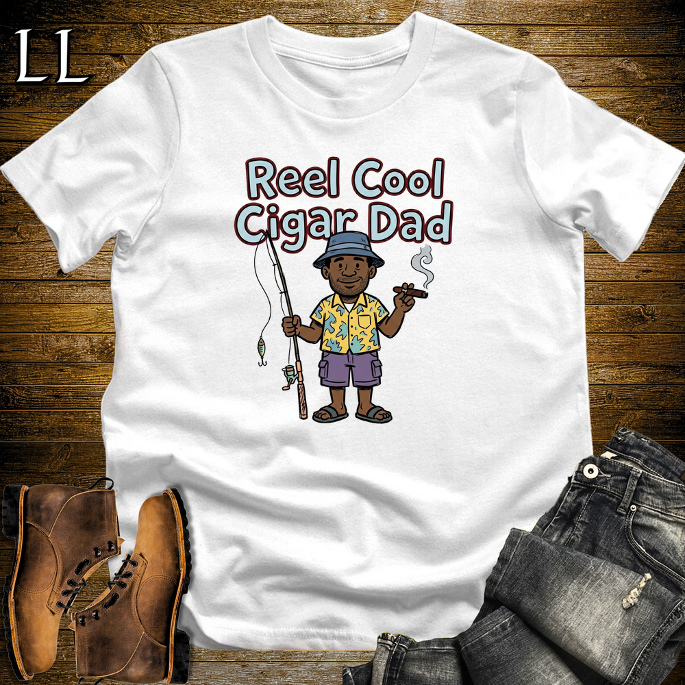 Reel Cool Cigar Dad Softstyle Tee White | Fishing Cigar Dad Tee