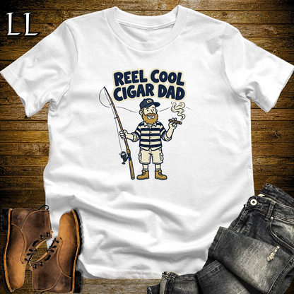 Reel Cool Cigar Dad Navy Softstyle Tee White | Fishing Cigar Dad Tee
