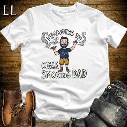 Promoted To Cigar Smoking Dad Softstyle Tee White | New Dad Cigar Tee