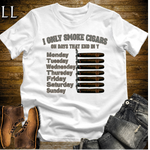 Only Smoke Cigars On Days That End In Y Tee White | Funny Cigar Shirt