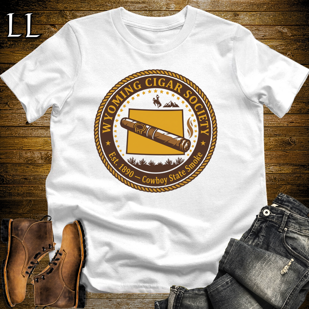 Wyoming Cigar Society Softstyle T Shirt White | Cigar Lover Gift Tee