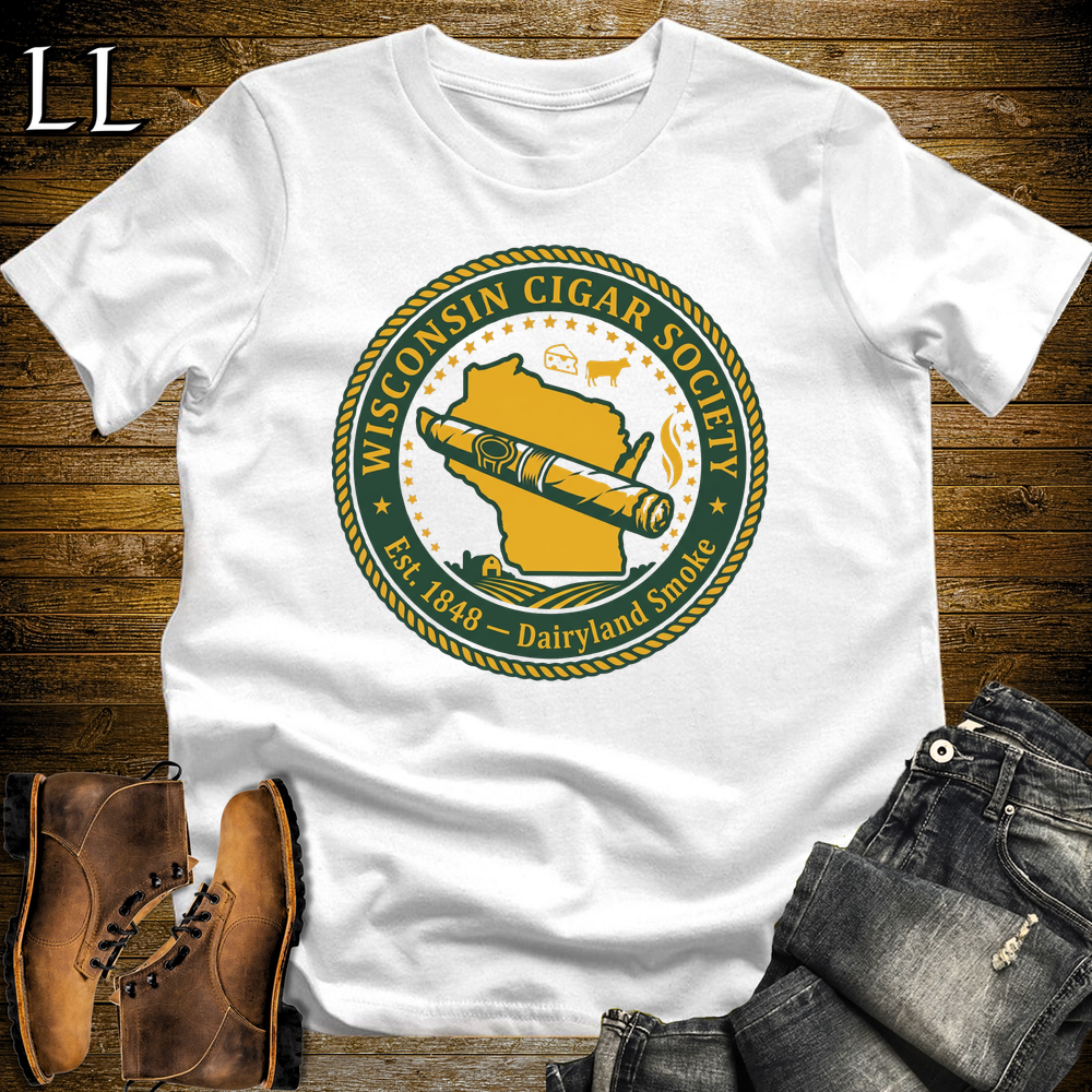 Wisconsin Cigar Society Softstyle T Shirt White | Cigar Lover Gift Tee