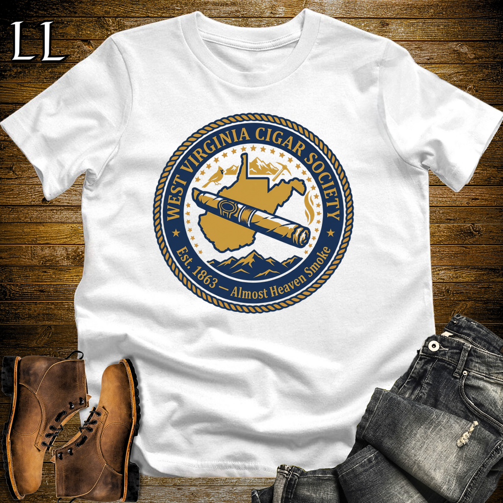 West Virginia Cigar Society Softstyle T Shirt White | Cigar Lover Gift Tee