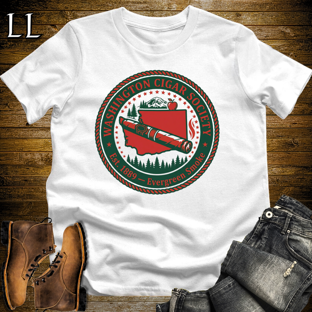 Washington Cigar Society Softstyle T Shirt White | Cigar Lover Gift Tee