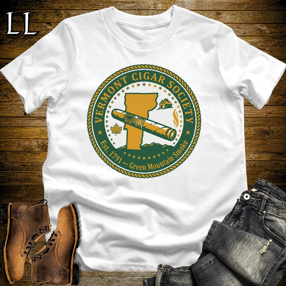 Vermont Cigar Society Softstyle T Shirt White | Cigar Lover Gift Tee