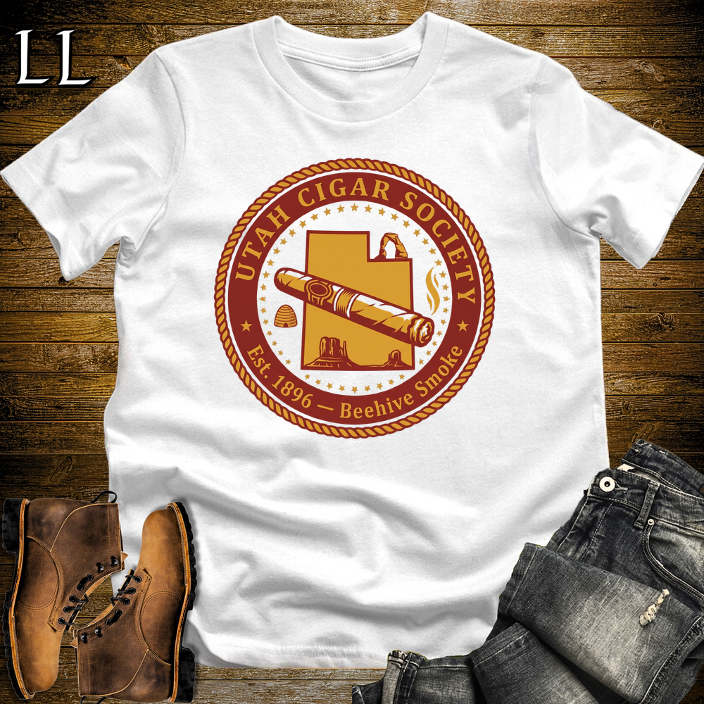 Utah Cigar Society Softstyle T Shirt White | Cigar Lover Gift Tee