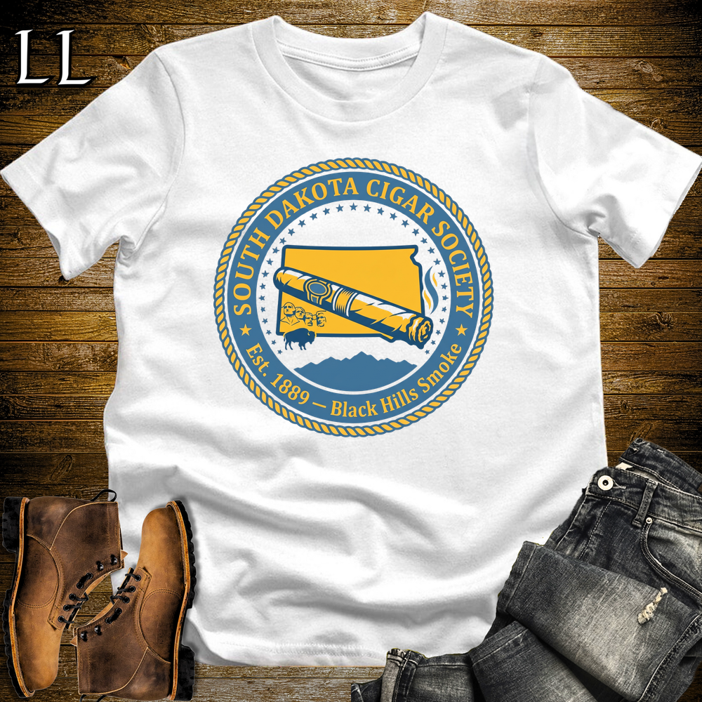 South Dakota Cigar Society Softstyle T Shirt White | Cigar Lover Gift Tee