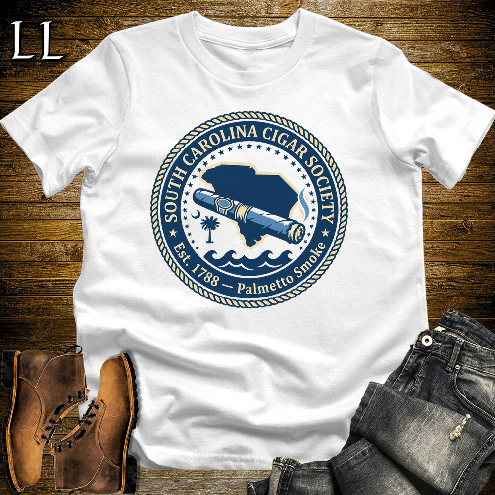 South Carolina Cigar Society Softstyle T Shirt White | Cigar Lover Gift Tee