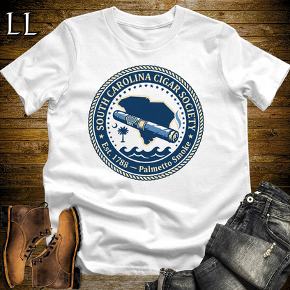 South Carolina Cigar Society Softstyle T Shirt White | Cigar Lover Gift Tee