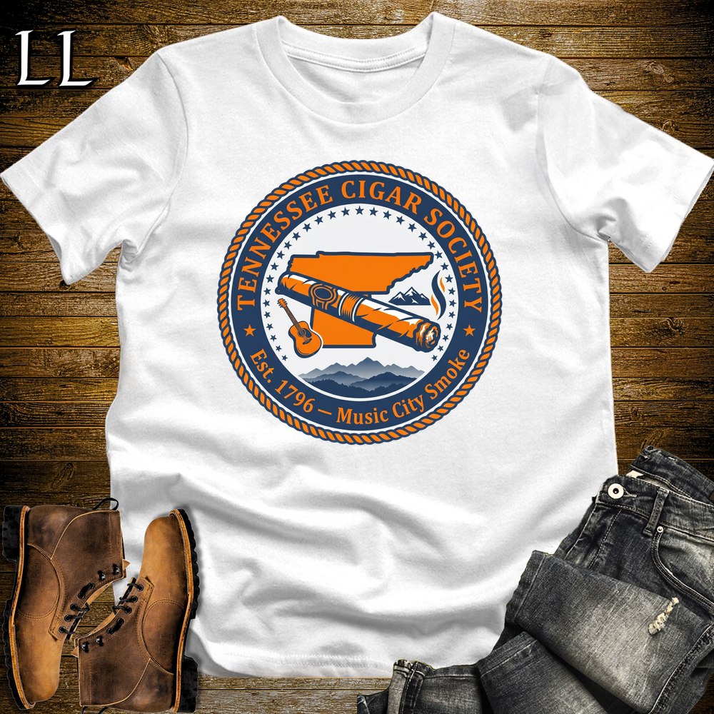 Tennessee Cigar Society Softstyle T Shirt White | Cigar Lover Gift Tee