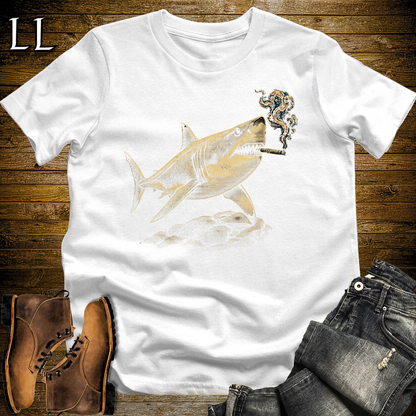 Vintage Cigar Shark Softstyle T Shirt White | Funny Cigar Shirt